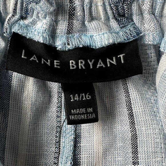 NWT Lane Bryant Linen Blend Off Shoulder Top in Blue, Silver, White - Size 14/16 - Picture 9 of 12